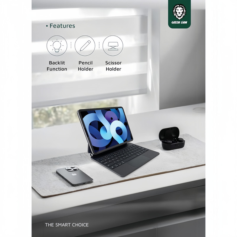 کیف کلاسوری کیبورد دار گرین لاین مدل Magic مناسب برای تبلت اپل iPad Air 11 (2024) / Air 10.9 / Pro 11