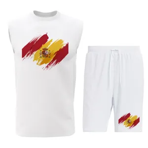 ست تاپ و شلوارک مردانه طرح پرچم اسپانیا مدل S141W