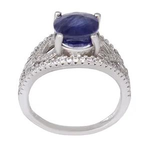 انگشتر نقره زنانه بازرگانی میلادی مدل سنگ کوارتز نگین برلیان بدون ریزش آبکاری رادیوم کد AWR_1332