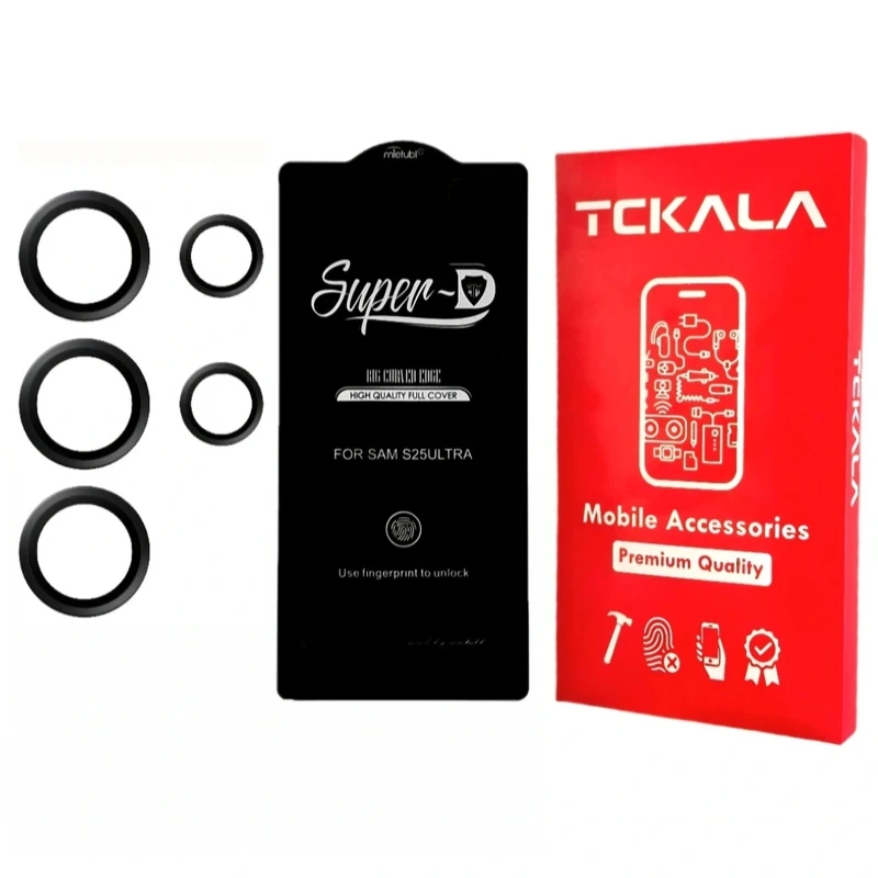 محافظ لنز دوربین تیسیکالا مدل رینگی مناسب برای گوشی موبایل سامسونگ Galaxy S25 ultra به همراه محافظ صفحه نمایش 