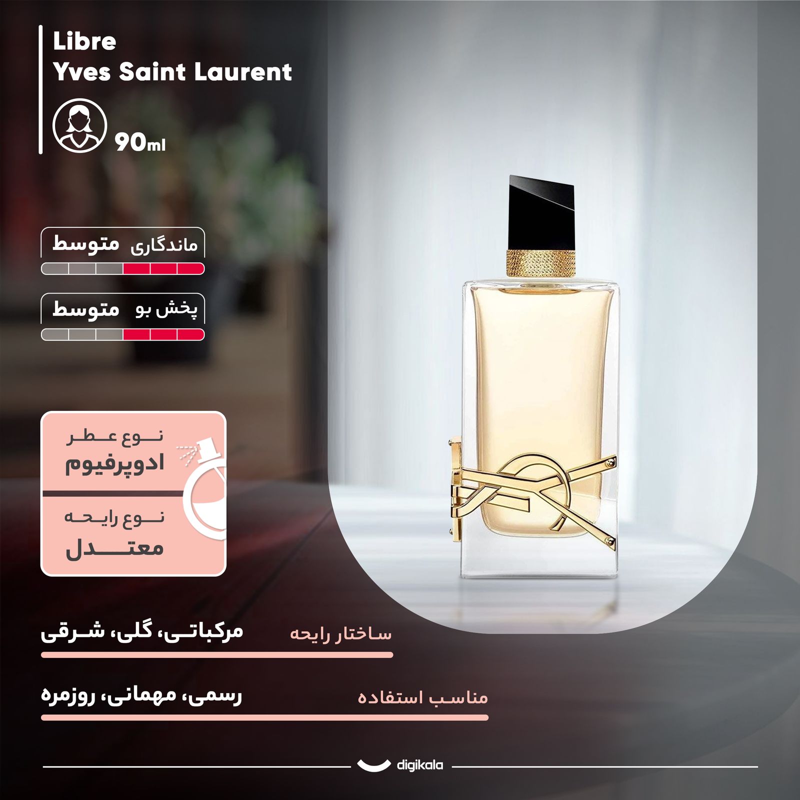 ادوپرفیوم زنانه لیبره مدل ایوسن لورن حجم 90 میلیلیتر - - 4