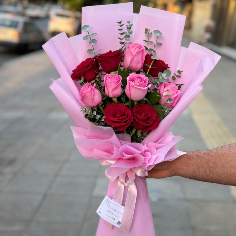 دسته گل رز طبیعی مدل ترکیبی