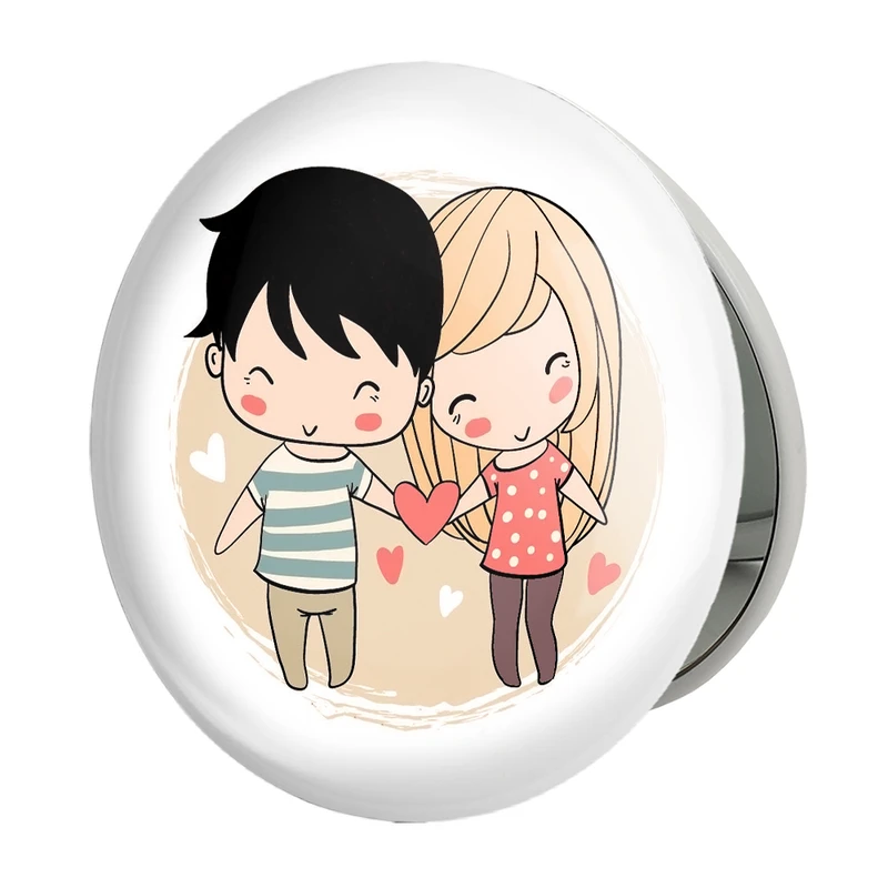 آینه جیبی خندالو طرح عاشقانه مدل تاشو کد 27107 