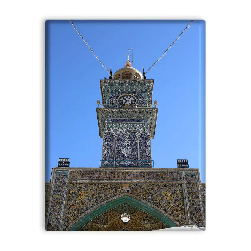 کاشی اطلس آبی طرح  گلدسته حرم حضرت علی  مدل T4083