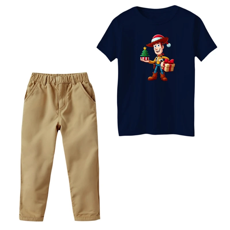 ست تی‌شرت و شلوار پسرانه مدل کریسمس کد 01