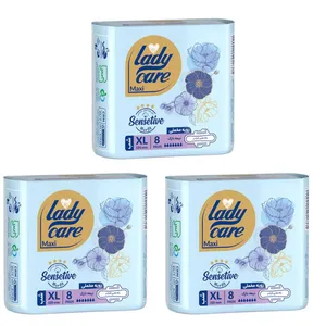 نوار بهداشتی بالدار نازک شب لیدی کر مدل مخملی سایز خیلی بزرگ 3 بسته 8 عددی