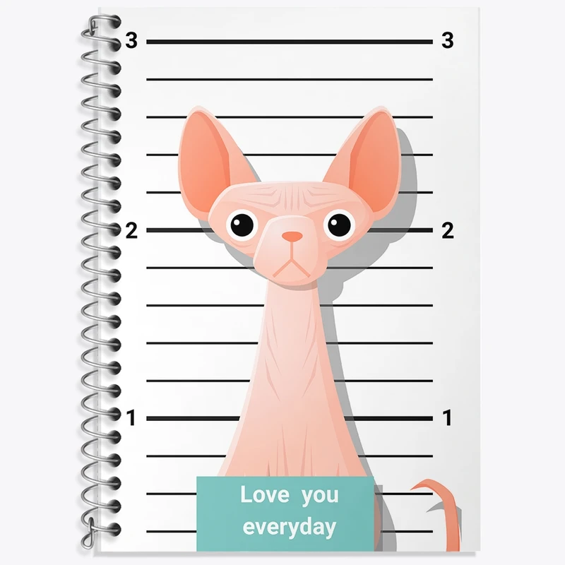 دفتر زبان 50 برگ خندالو مدل سه خط طرح گربه (Cat) کد F2315