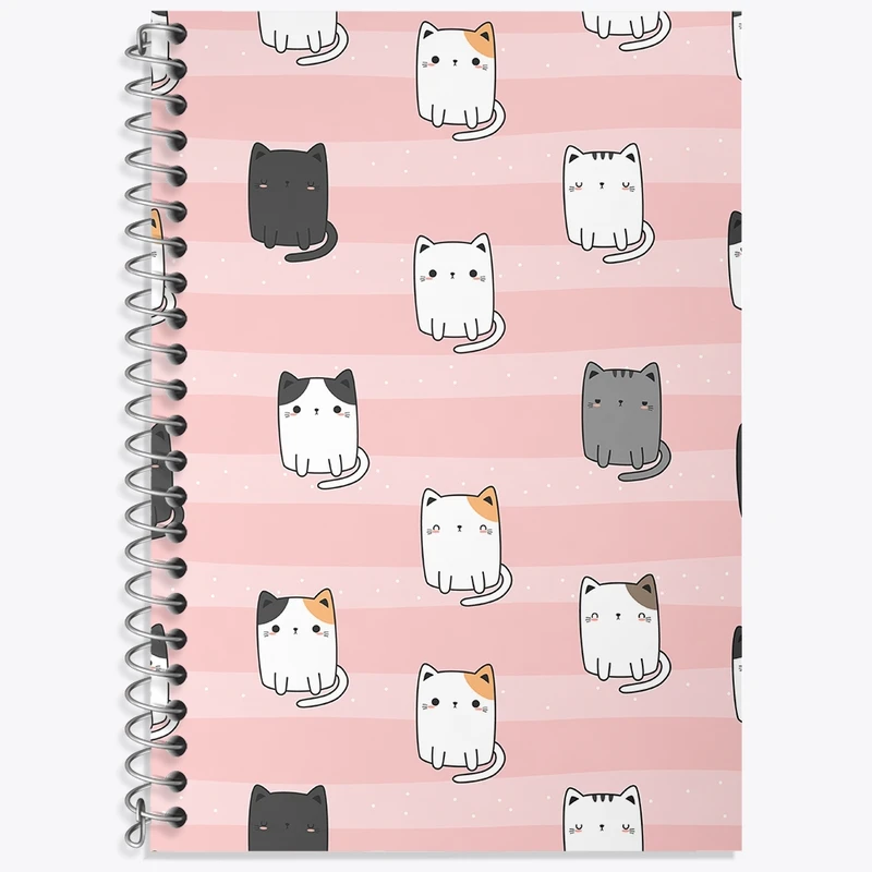 دفتر زبان 50 برگ خندالو مدل دو خط طرح گربه کیوت کد N386