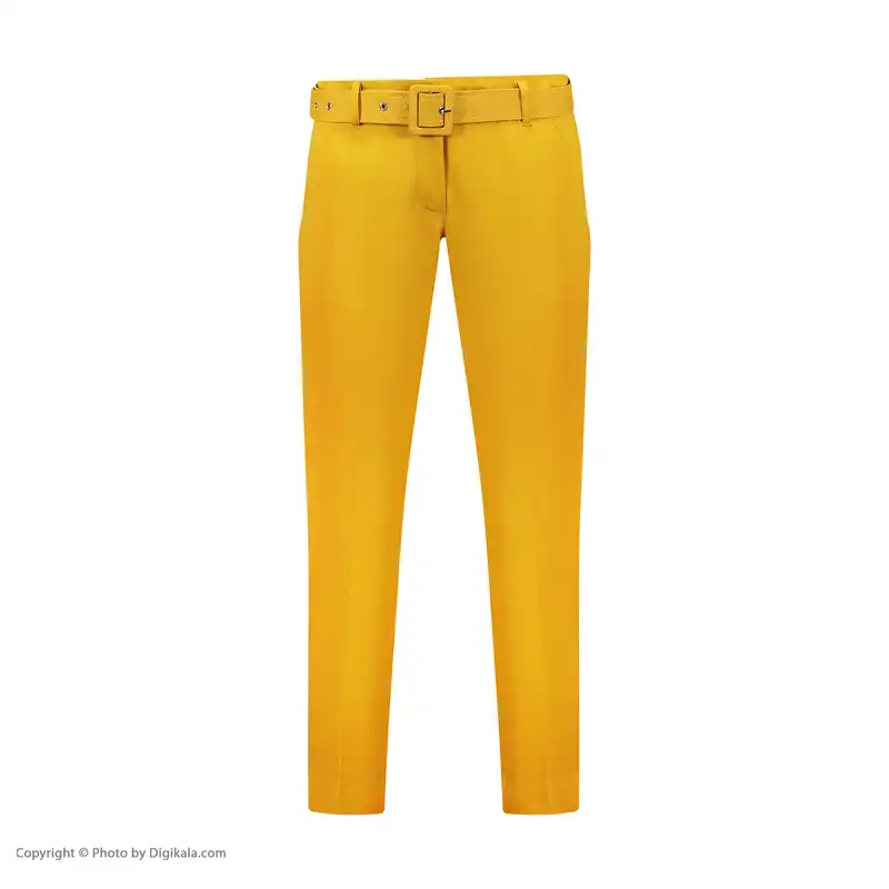 شلوار زنانه مدل 102 کمربند دار رنگ خردلی