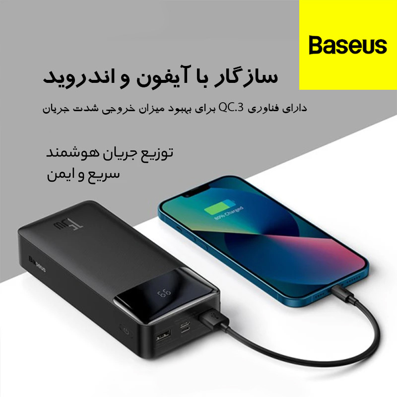 پاوربانک بیسوس مدل Bipow Digital ظرفیت 30000 میلی آمپر ساعت