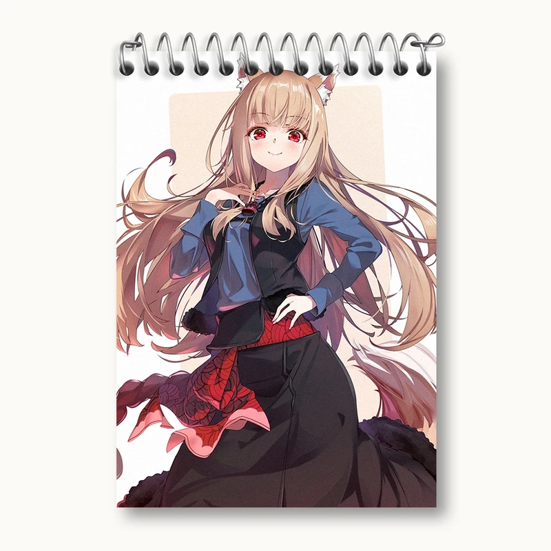 دفتر یادداشت 50 برگ خندالو مدل هولو انیمه ادویه و گرگ کد 36091