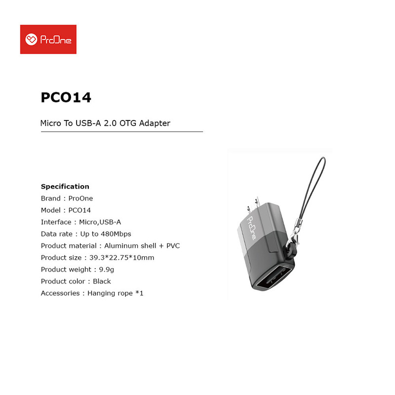 مبدل MicroUSB به USB-A پرووان مدل PCO14