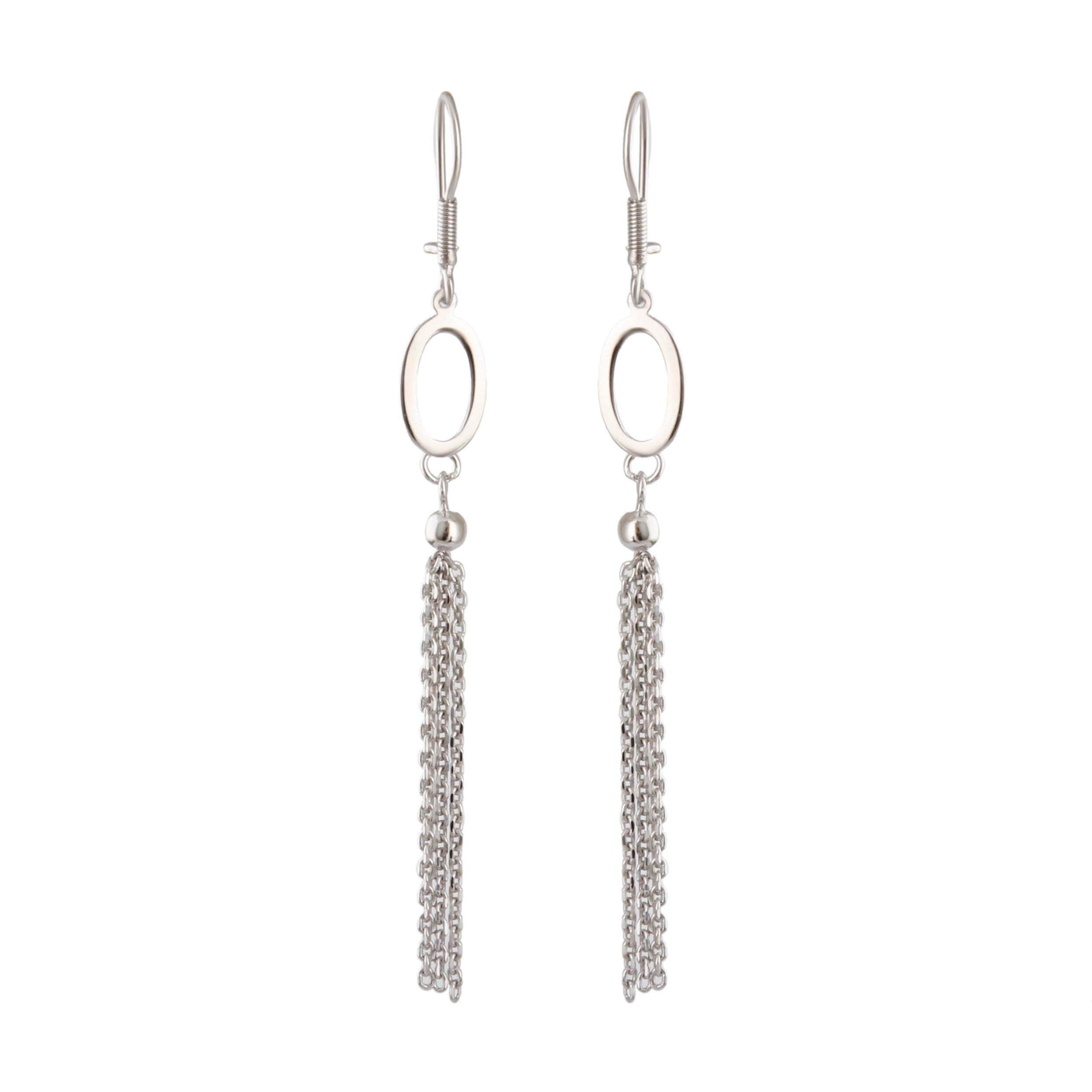 گوشواره نقره زنانه بازرگانی میلادی مدل آویزی مینیمال آبکاری رادیوم کد GZN_385