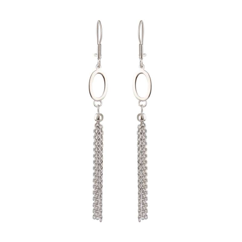 گوشواره نقره زنانه بازرگانی میلادی مدل آویزی مینیمال آبکاری رادیوم کد GZN_385