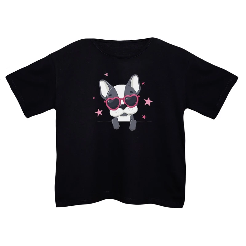 کراپ‌تی شرت آستین کوتاه زنانه مدل سگ کد 13