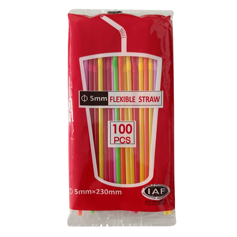 نی نوشیدنی یکبار مصرف مدل تاشو بسته 100 عددی