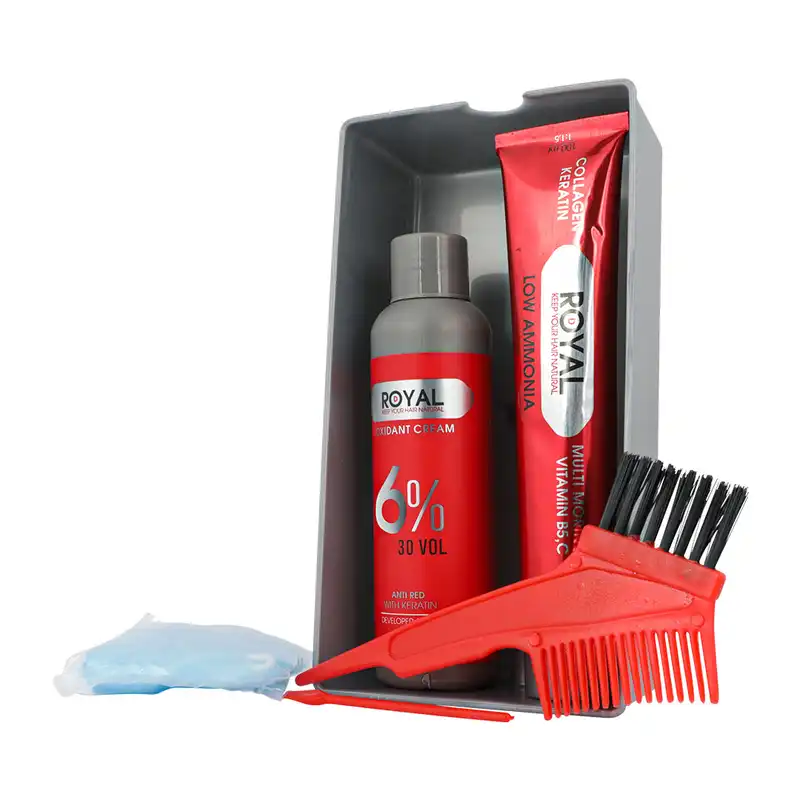 کیت رنگ مو رویال کد 6.2 حجم 100 میلی لیتر رنگ بلوند دودی تیره