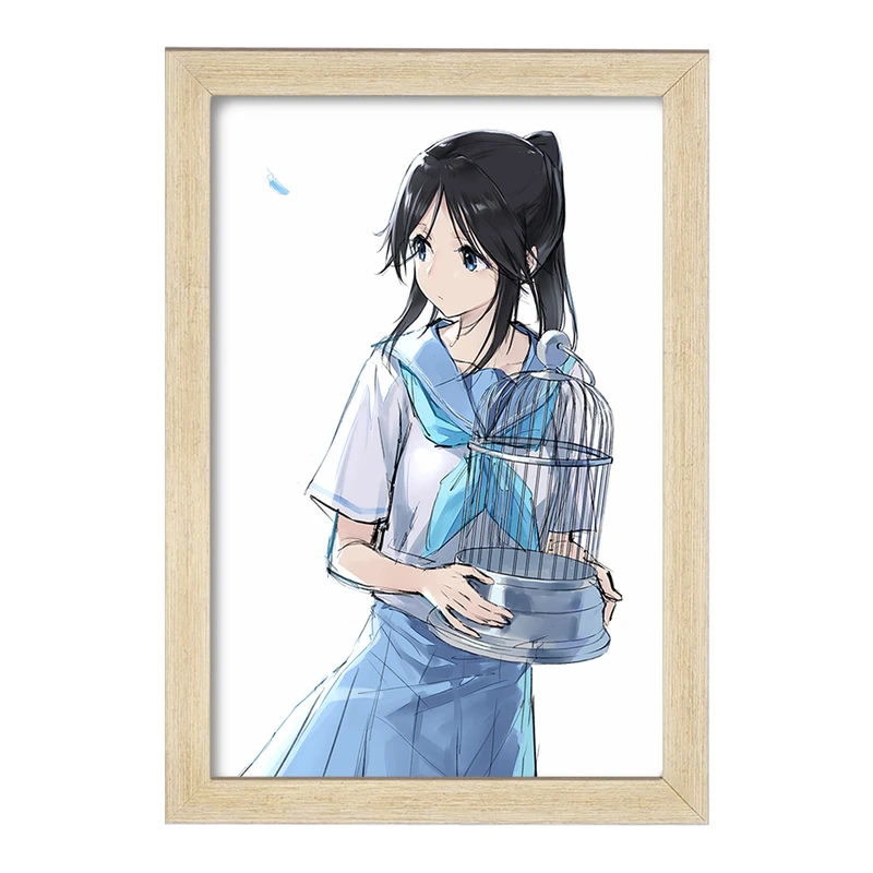 تابلو خندالو مدل کاساکی انیمه لیز و پرنده آبی کد 23830