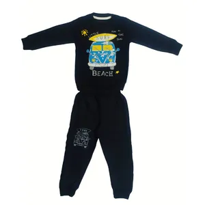 ست سویشرت و شلوار بچگانه مدل ماشین رنگ سرمه‌ای 