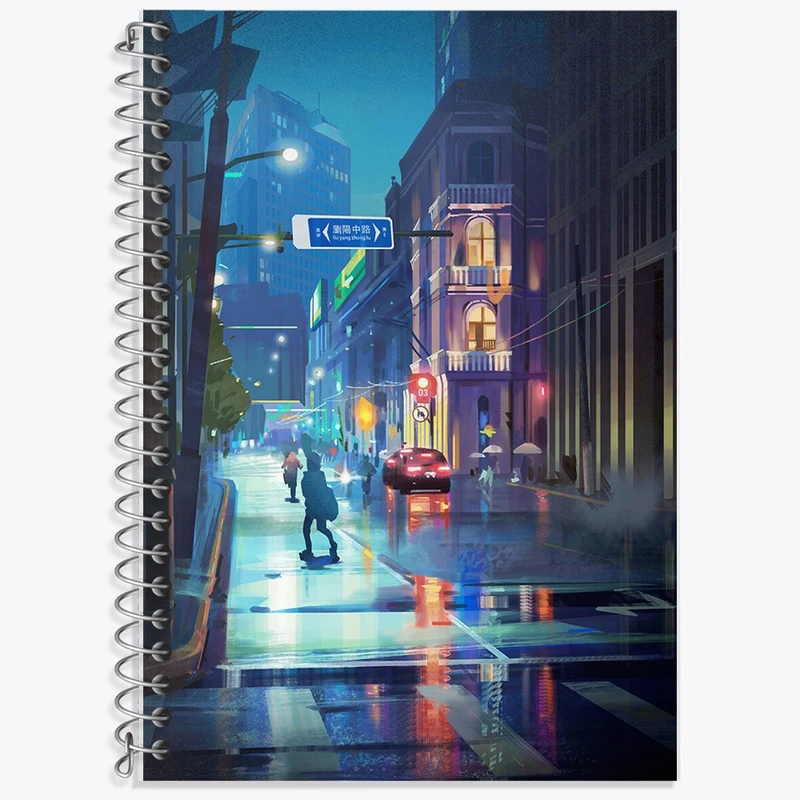 دفتر زبان 50 برگ خندالو مدل سه خط طرح خیابان کد F1193