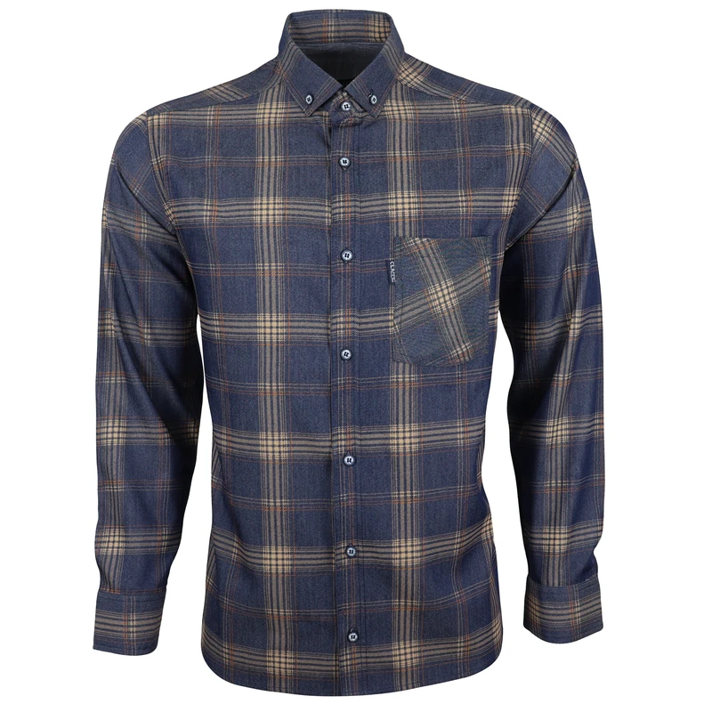 پیراهن آستین بلند یقه برگردان مردانه مدل چهارخانه جیبدار پارامیس 7