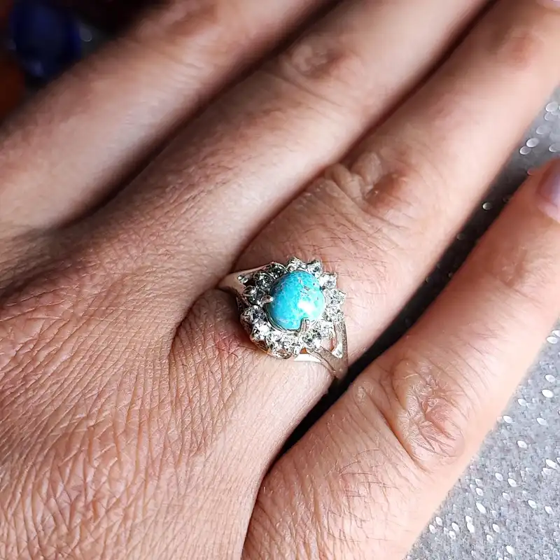 انگشتر نقره زنانه مدل فیروزه نیشابور کد FW3076