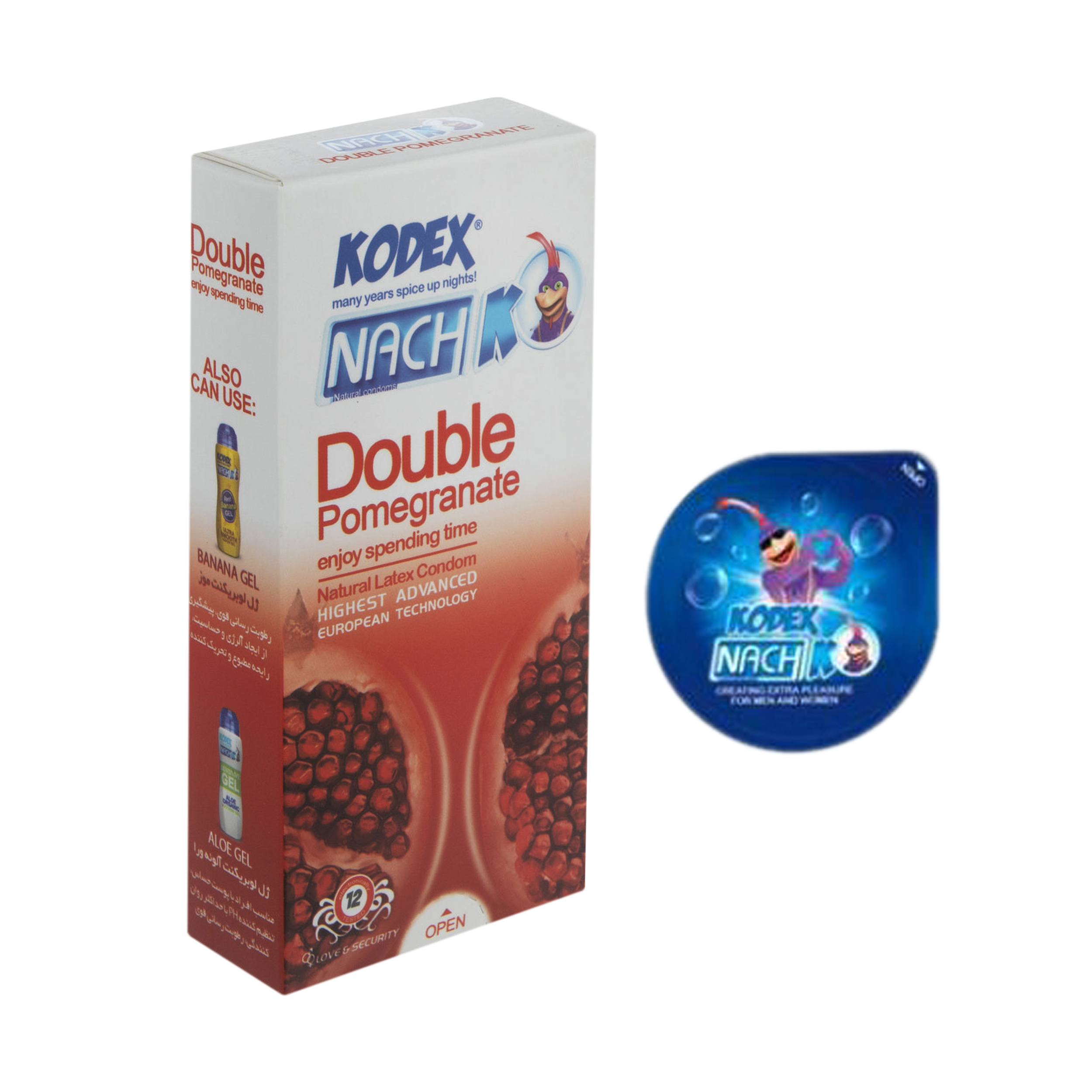 کاندوم ناچ کدکس مدل Double Pomegranate بسته 12 عددی به همراه کاندوم ناچ کدکس مدل بلیسر