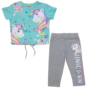 ست تی شرت و شلوارک دخترانه مدل اسب تکشاخ B