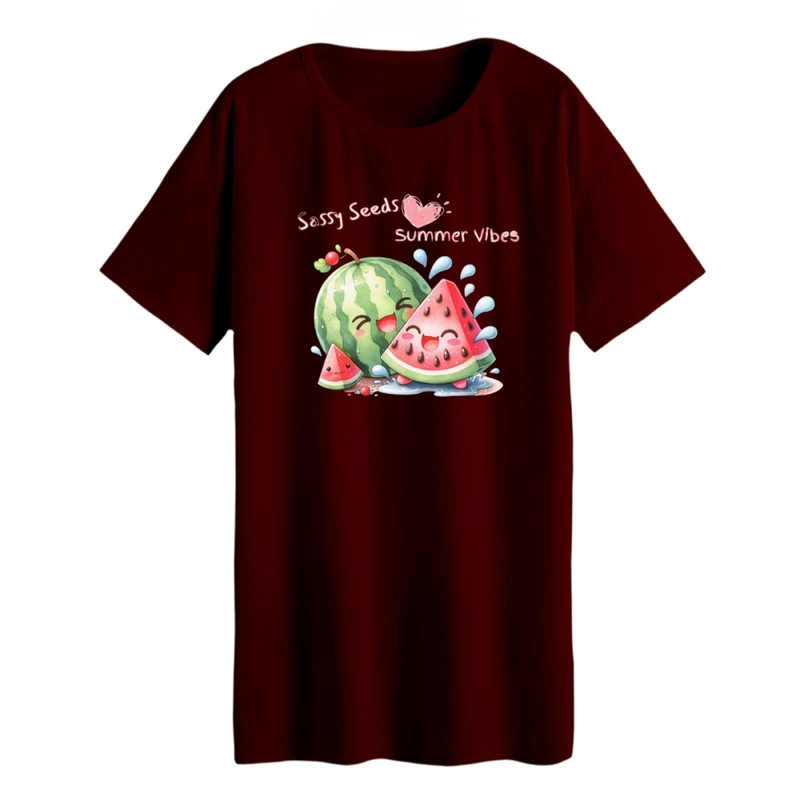 تی شرت لانگ زنانه مدل هندوانه یلدایی کد 74