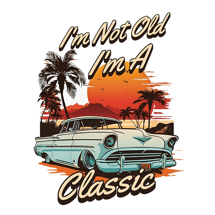 استیکر پارچه و لباس پاد آفرین مدل ماشین کلاسیک کد S5080