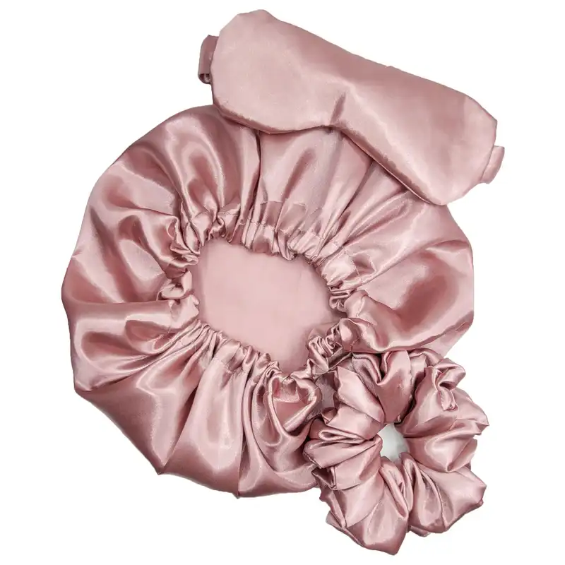 کلاه زنانه مدل خواب ساتن به همراه چشم بند و کش مو