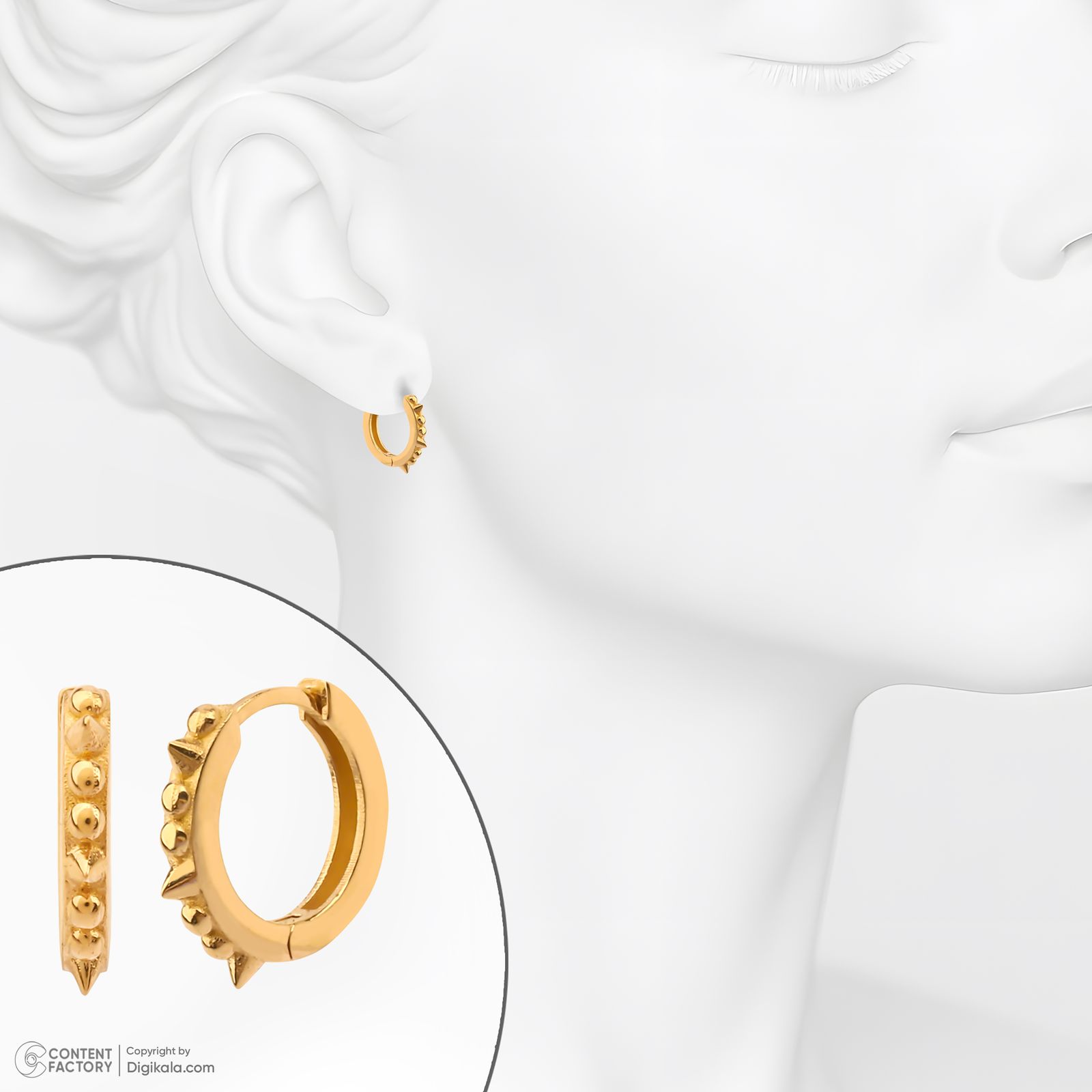 گوشواره حلقه‌ای طلا کم اجرت  18 عیار زنانه گلدم مدل E244032 -  - 7