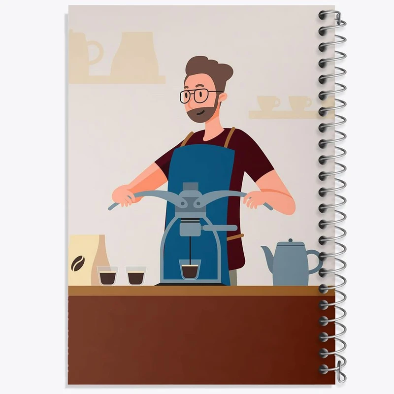 دفتر شطرنجی 50 برگ خندالو طرح باریستا کافه چی کد 28133