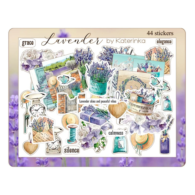 برچسب کاترینکا طرح برش خورده بولت ژورنال و اسکرپ بوک مدل Lavender بسته 44 عددی