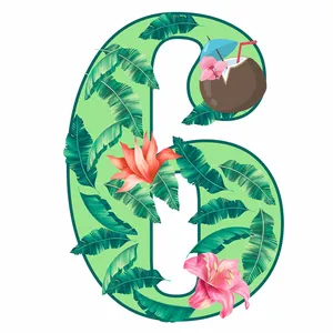  استند رومیزی تولد مدل عدد 6 طرح هاوایی کد 1459 