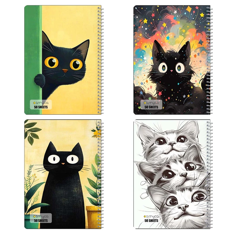 دفتر نقاشي 50 برگ کارنيکا طرح گربه Cat کد 44265 مجموعه 4 عددی