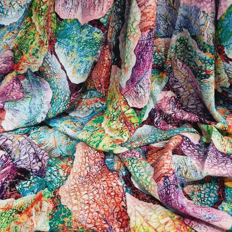 پارچه لباس مدل کودری نخی طرح پاییز کد A