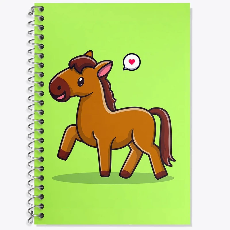 دفتر زبان 50 برگ خندالو مدل سه خط طرح حیوانات بامزه اسب کد 29664