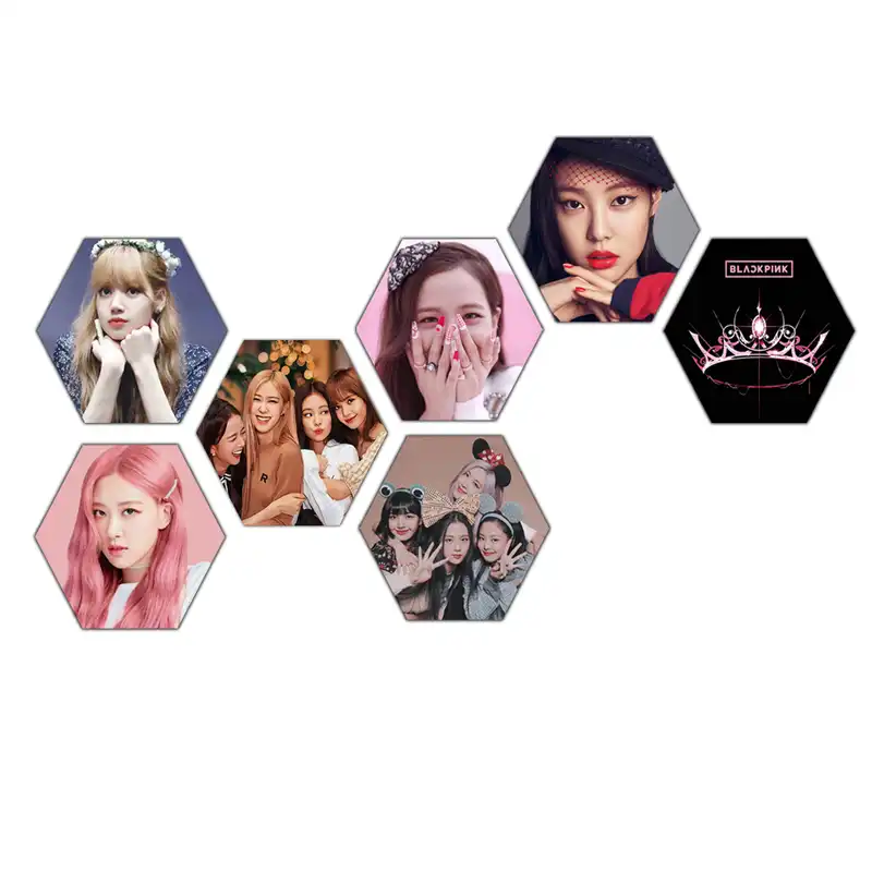 آویز تزیینی مدل بلک پینک BLACKPINK طرح لانه زنبوری کد FRS-1 مجموعه 7عددی