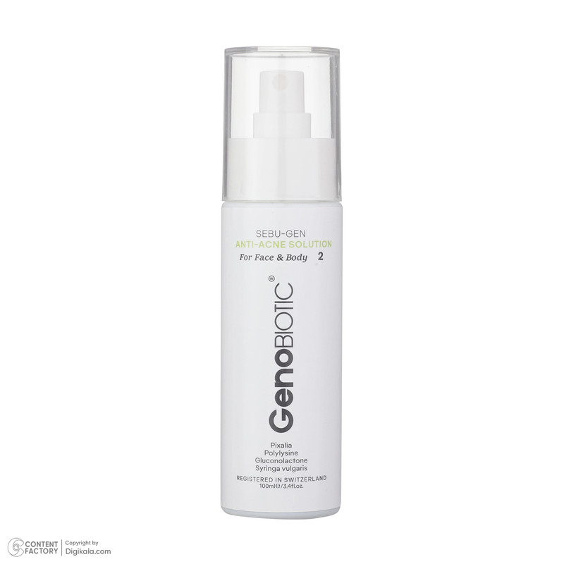 محلول ضد جوش ژنوبایوتیک مدل Sebu Gen حجم 100 میلی لیتر