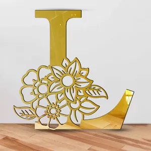 آینه پلکسی آژنگ مدل حروف انگلیسی گل دار طرح L کد H-Ayene-660