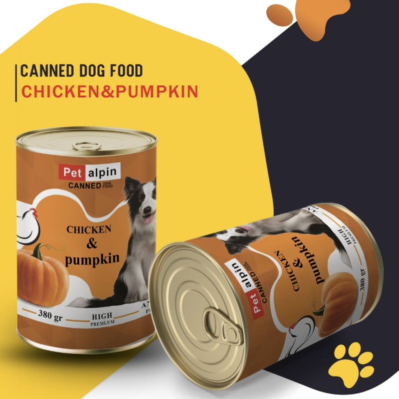 کنسرو غذای سگ پتالپین  مدل گوشت مرغ و کدو تنبل وزن ۴۰۰ گرم