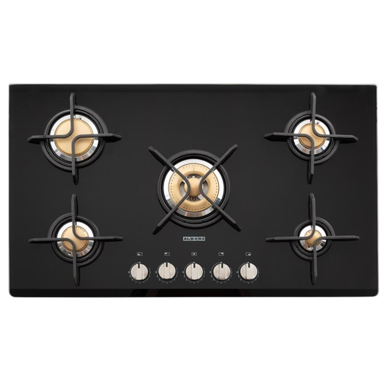 اجاق گاز صفحه‌ای پنج شعله استیل البرز مدل G5912