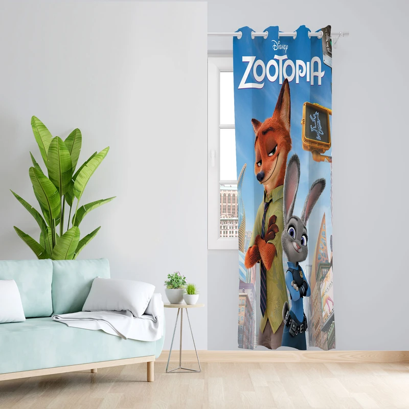  پرده مدل کارتون زوتوپیا مخمل پانچی کد 350 سایز 140x280 سانتی متر