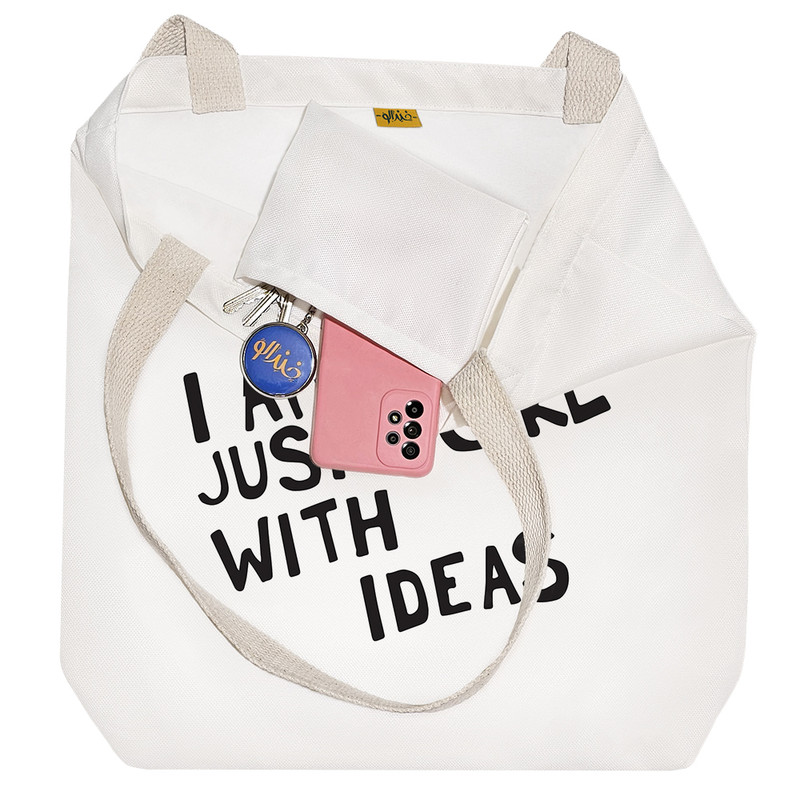 ساک خرید پارچه ای خندالو طرح I Am Just A Girl With Ideas مدل توت بگ کد 6997