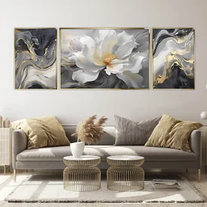 تابلو آتریسا طرح گل مدرن مدل AT00646 مجموعه 3 عددی 