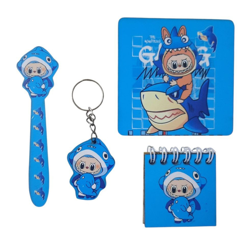 بسته لوازم تحریر مدل لبوبو و نهنگ کد mn011 بسته 4 عددی