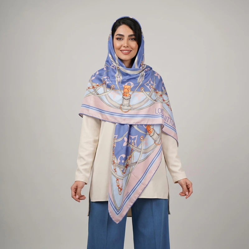 روسری زنانه مدل ابریشم مزونی دور کد 9065