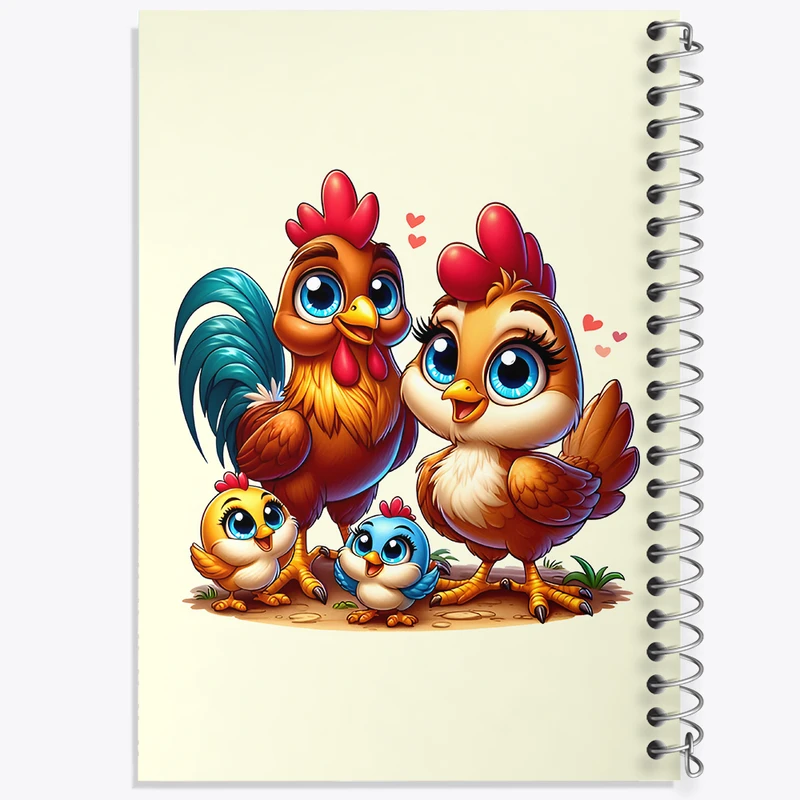 دفتر مشق 100 برگ خندالو طرح مرغ و خروس بامزه کد N5769