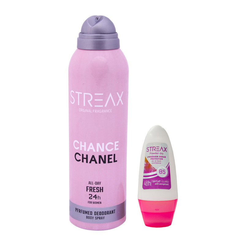 اسپری ضد تعریق استریکس مدل Chanel Chance حجم 200 میلی لیتر به همراه رول ضد تعریق مدل Chanel Chance حجم 50 میلی لیتر